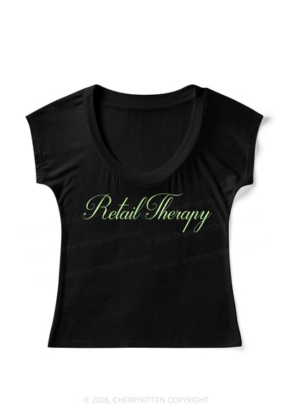 Retail Therapy Y2K V Neck T Shirts Cherrykitten
