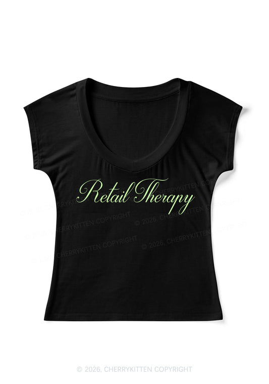 Retail Therapy Y2K V Neck T Shirts Cherrykitten