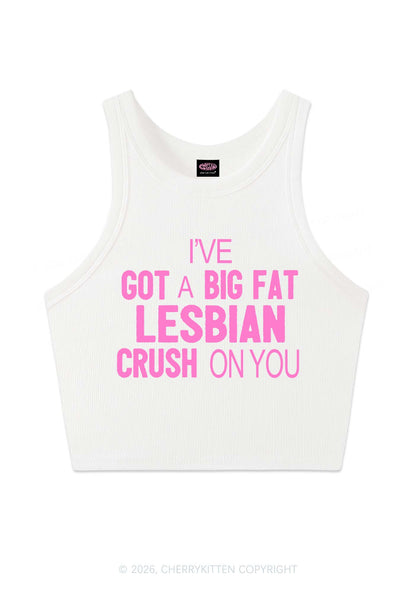 Big Fat Lesbian Crush Pride Y2K Crop Tank Top Cherrykitten