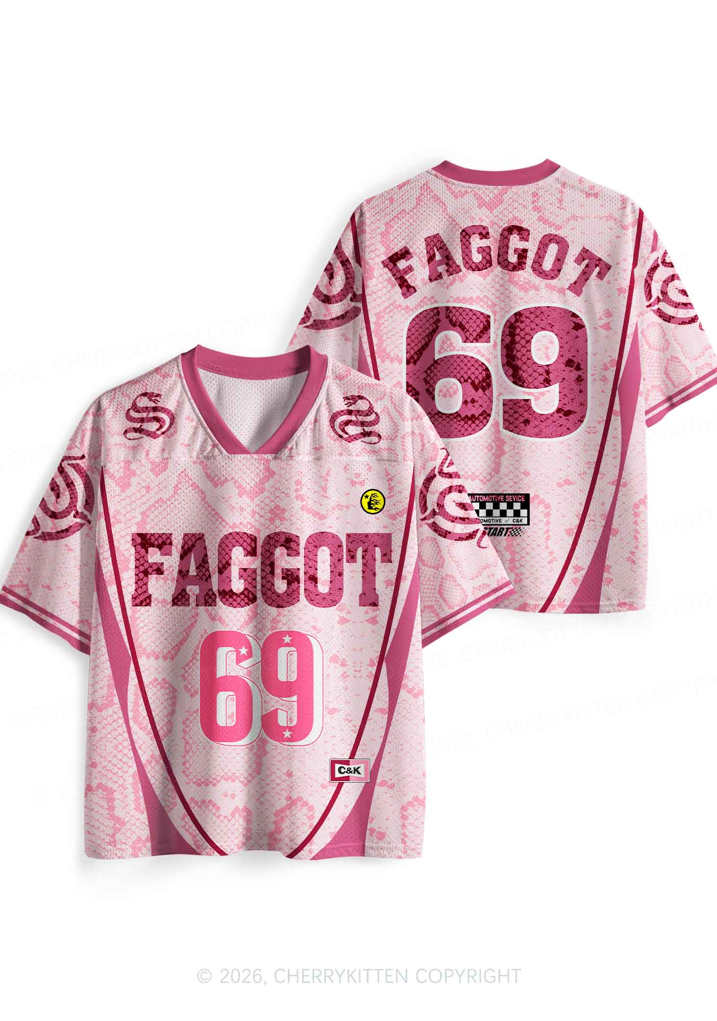 Pink Snakeskin Texture Faggot Pride Y2K Sport Jersey Shirts Cherrykitten