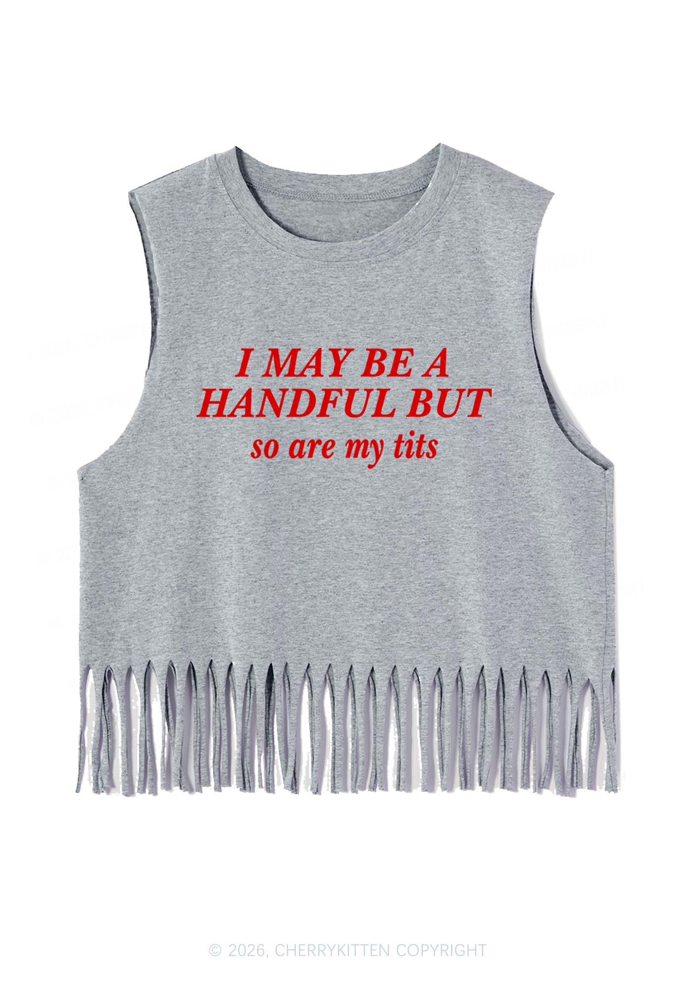 I May Be A Handful Y2K Fringe Tank Top Cherrykitten