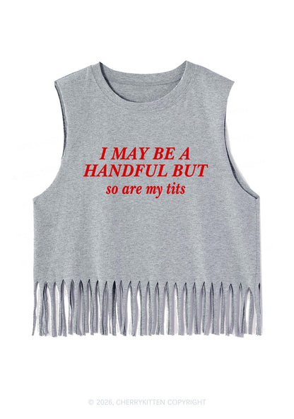 I May Be A Handful Y2K Fringe Tank Top Cherrykitten