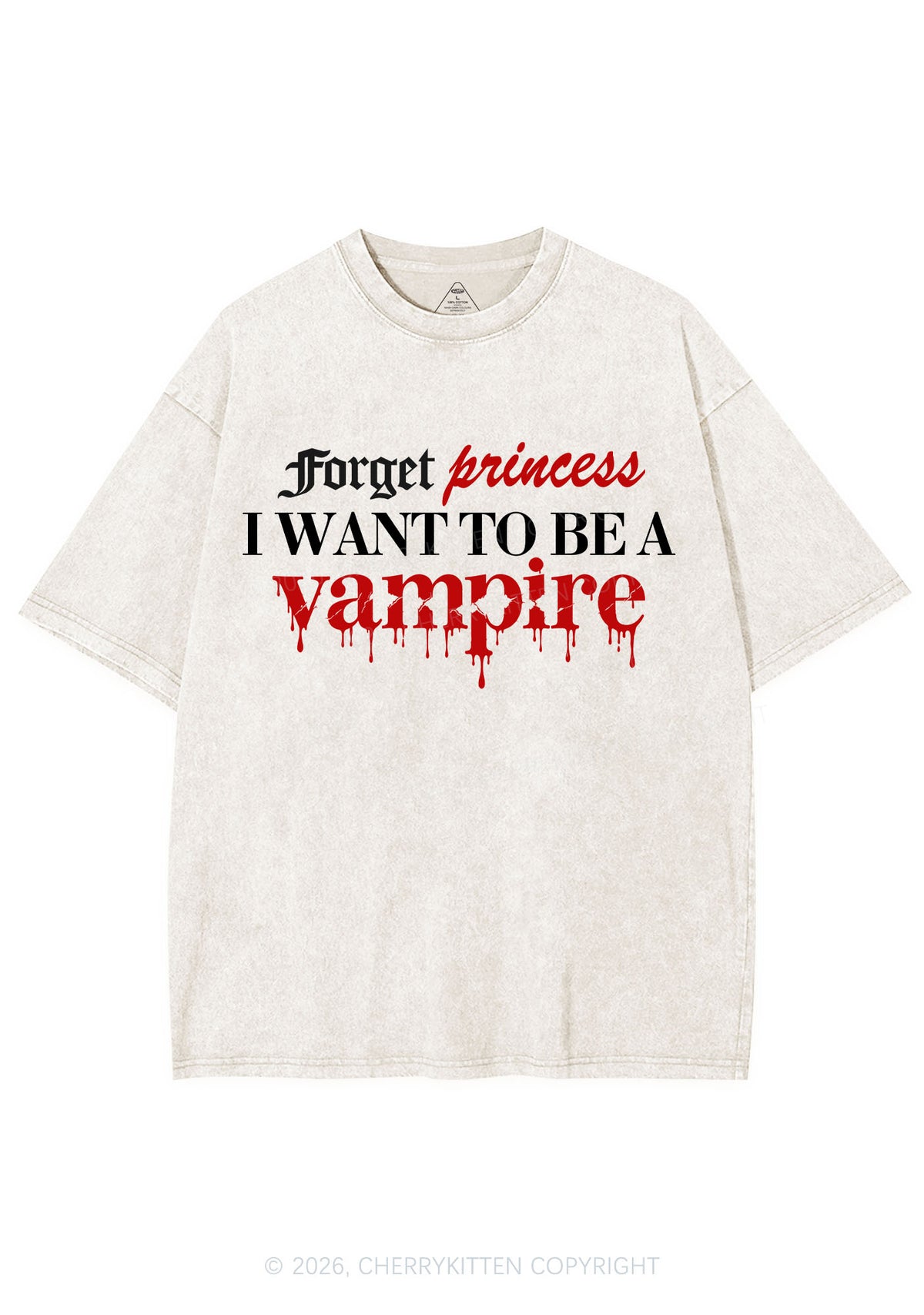 Halloween Want To Be Vampire Y2K Shirts Washed Tee Cherrykitten