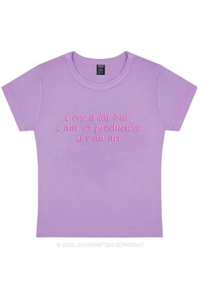 Embroidered I Cry A Lot Y2K Baby Tee Cherrykitten
