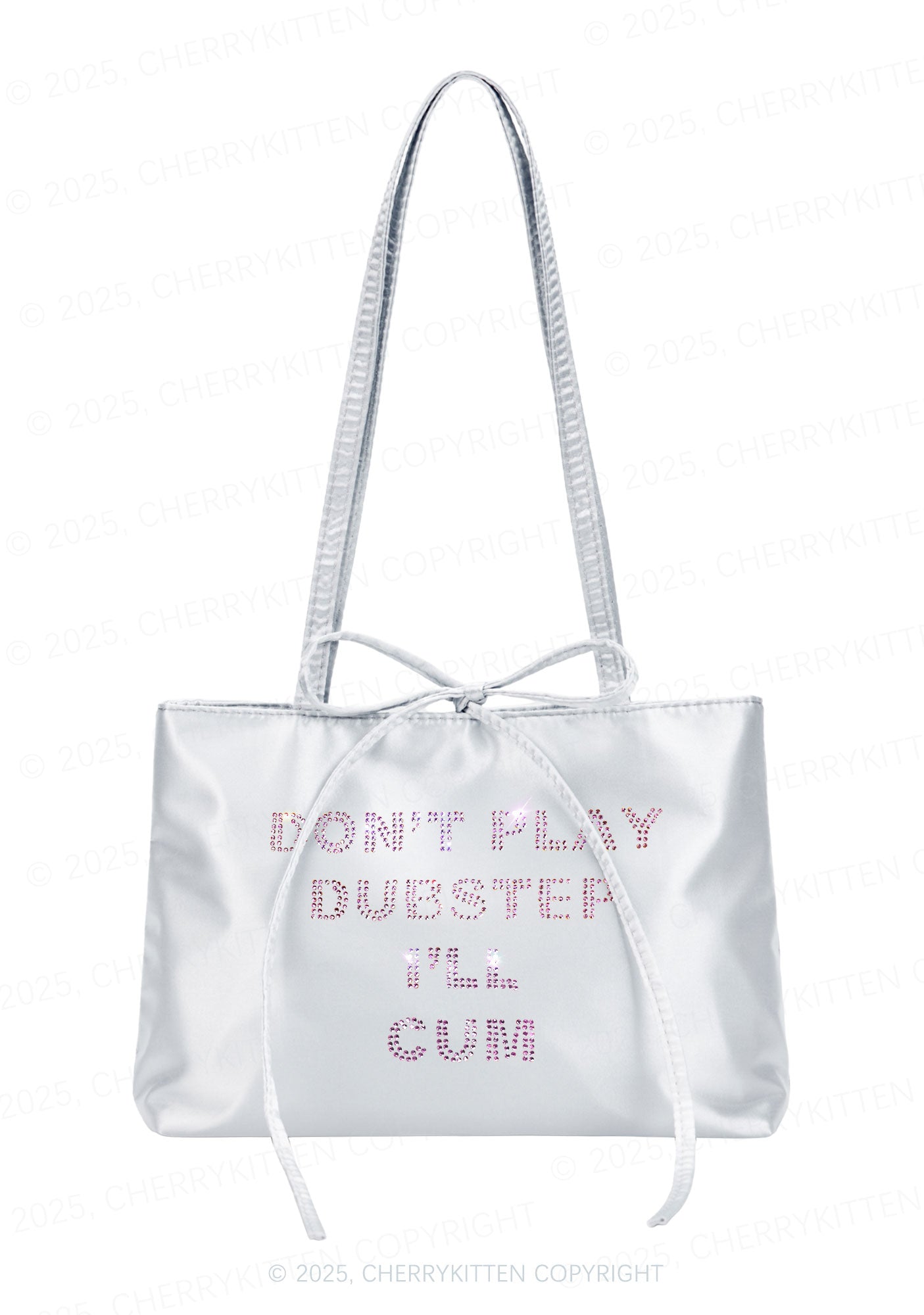Rhinestone Dont Play Dubstep Y2K Satin Bags Cherrykitten