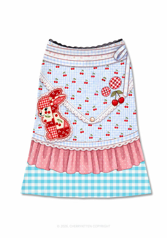 Cherry Bunny Apron Y2K Print Midi Skirt Cherrykitten