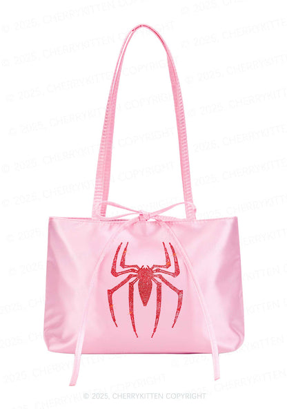 Rhinestone Red Spider Y2K Satin Bags Cherrykitten