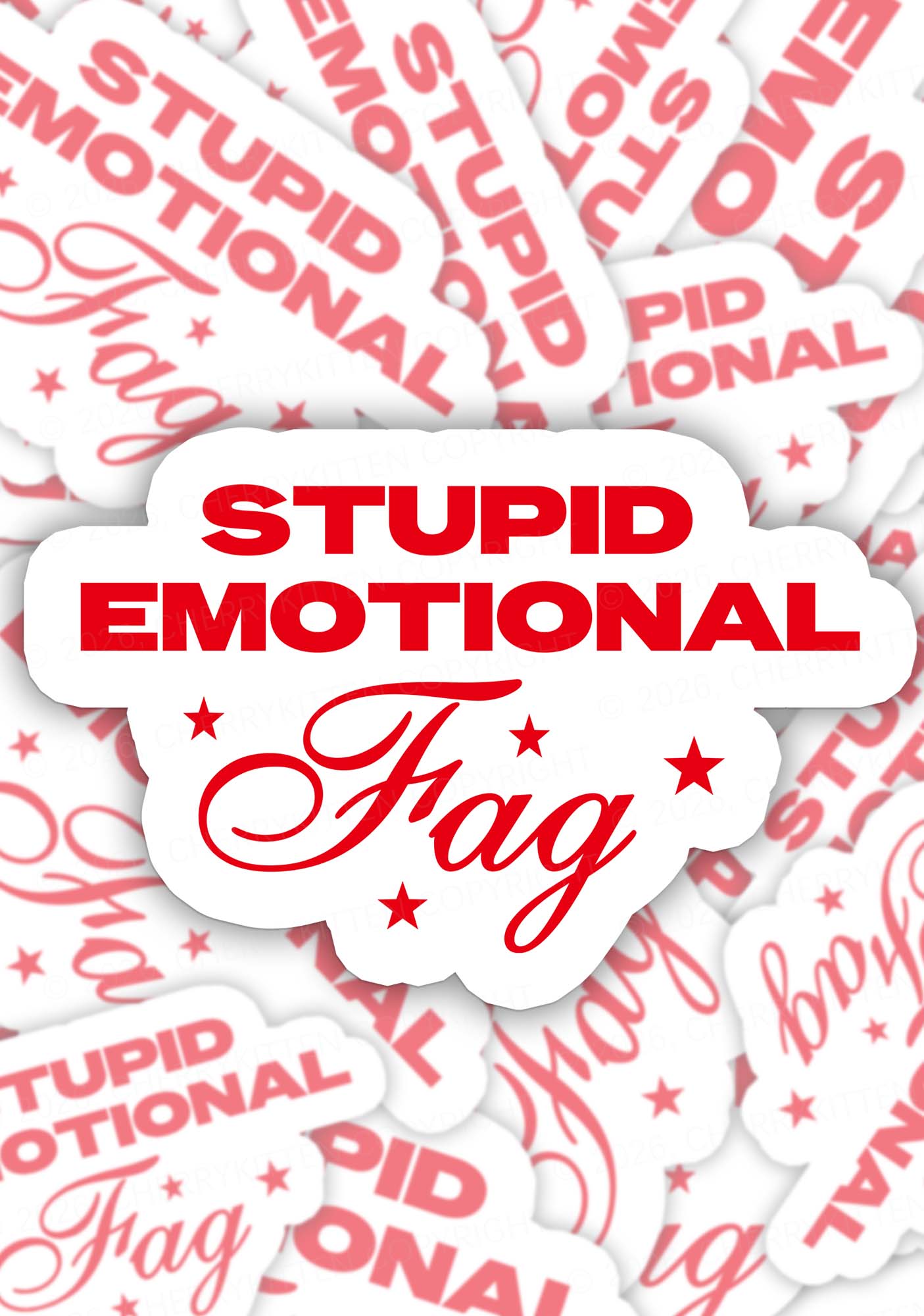 Stupid Emotional Fag Pride 1pc Y2K Sticker Cherrykitten