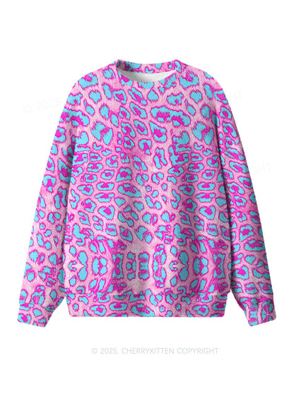 Purple Leopard Y2K Christmas Knit Sweatshirt Cherrykitten