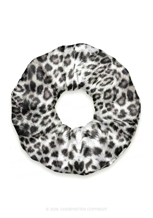 Snow Leopard Y2K Hair Scrunchie Cherrykitten