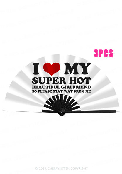 Love My Super Hot GF Valentine's Day Y2K Rave Hand Fan Cherrykitten