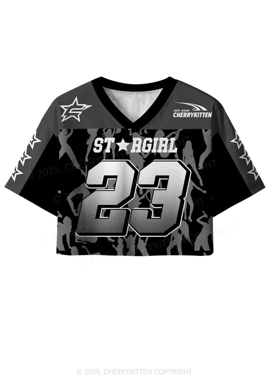 Custom Black Star Girl Y2K Crop Sport Jersey Shirts Cherrykitten