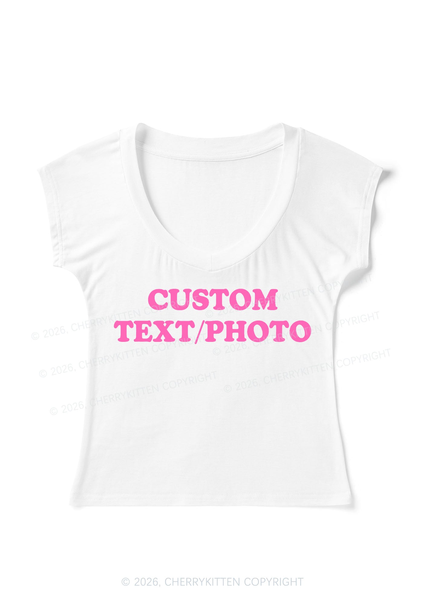 Custom Personalized Text Y2K V Neck T Shirts Cherrykitten