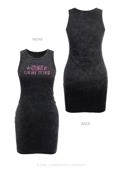 Rhinestone Cxm On My Txtties Y2K Washed Tank Dress Cherrykitten