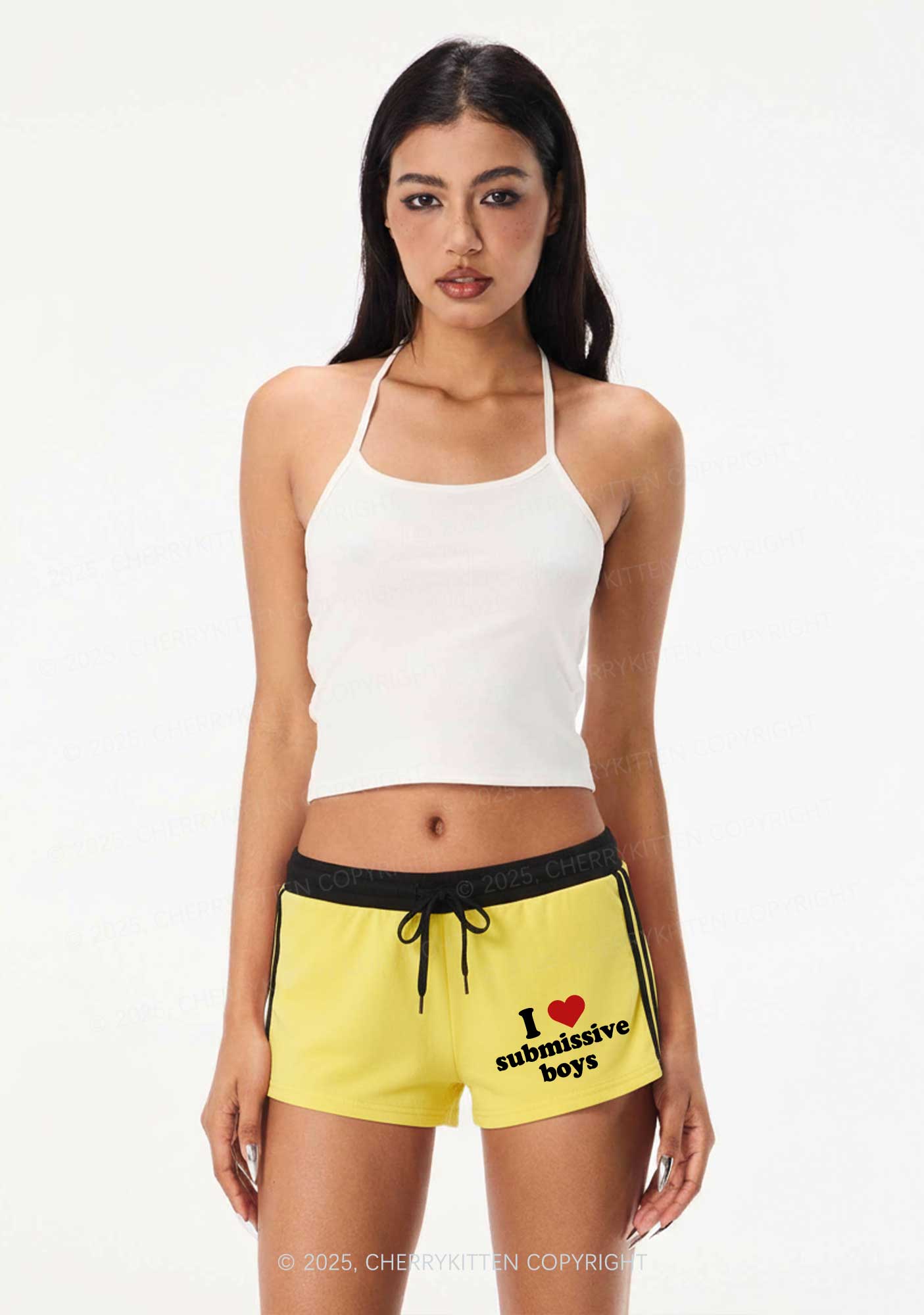 I Love S Boys Y2K Drawstring Mini Shorts Cherrykitten