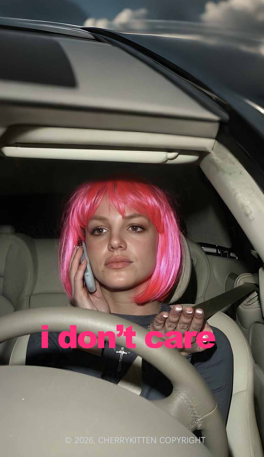 I Dont Care Pink Bob Wig Woman Y2K Phone Case Cherrykitten