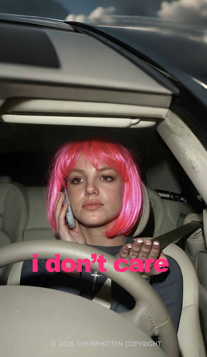 I Dont Care Pink Bob Wig Woman Y2K Phone Case Cherrykitten