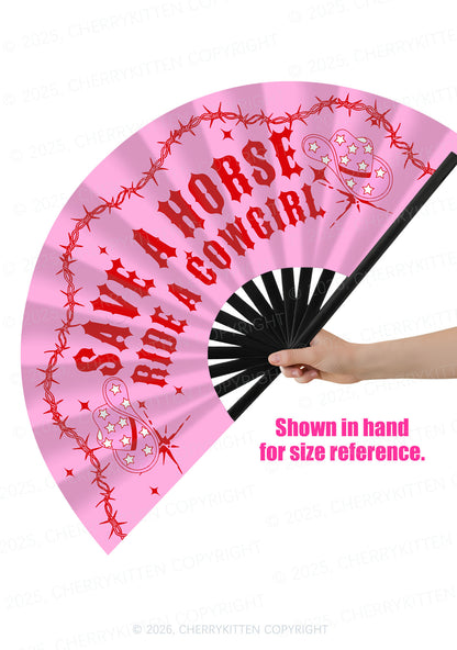 Ride A Cowgirl Pride Y2K Rave Hand Fan Cherrykitten