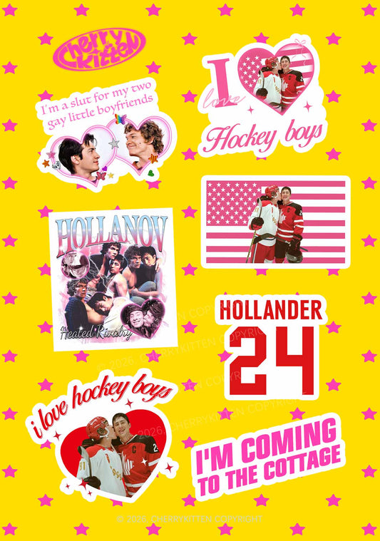 Hockey Boys Pink Hearts HR Y2K Sticker Cherrykitten