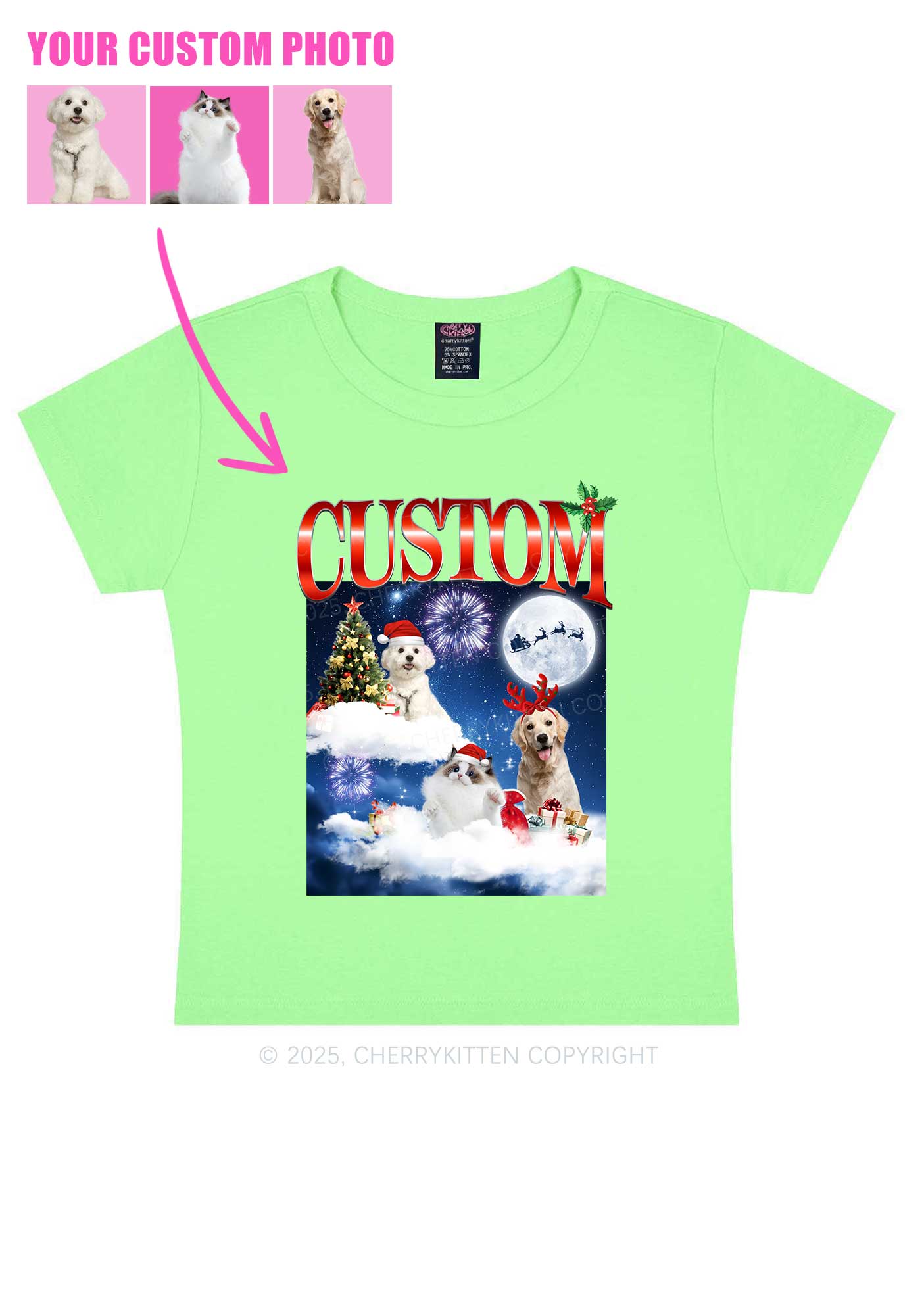 Custom Christmas Pet Y2K Baby Tee Cherrykitten