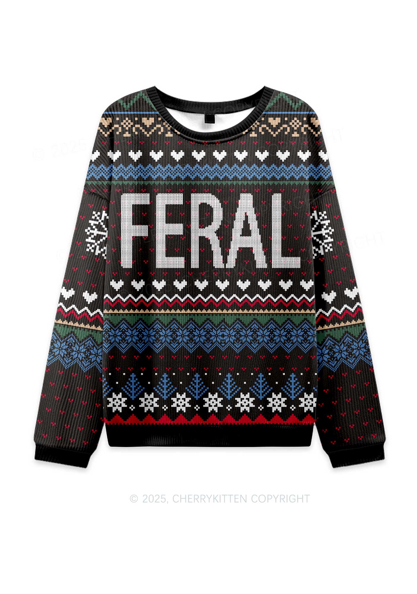 Feral Y2K Christmas Knit Sweatshirt Cherrykitten
