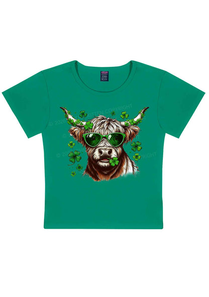 Highland Cow St Patricks Y2K Baby Tee Cherrykitten