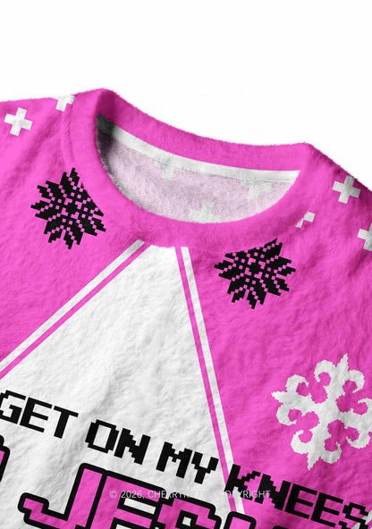 Get On Knees For Jesus Y2K Christmas Knit Sweatshirt Cherrykitten