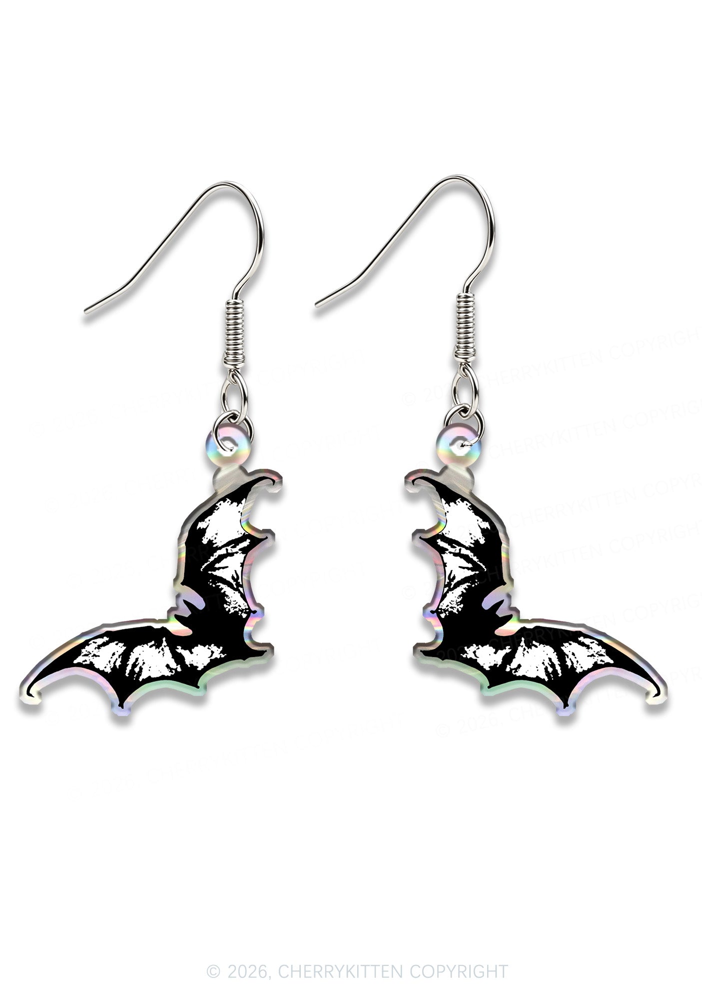 Halloween Black Bat Y2K Acrylic Earrings Cherrykitten