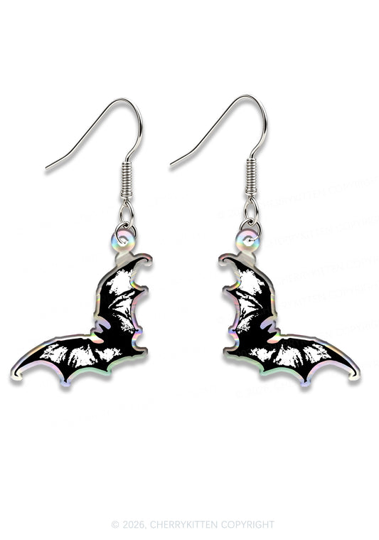 Halloween Black Bat Y2K Acrylic Earrings Cherrykitten
