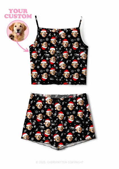 Custom Dog Face Y2K Print Cami Shorts Pajama Set Cherrykitten
