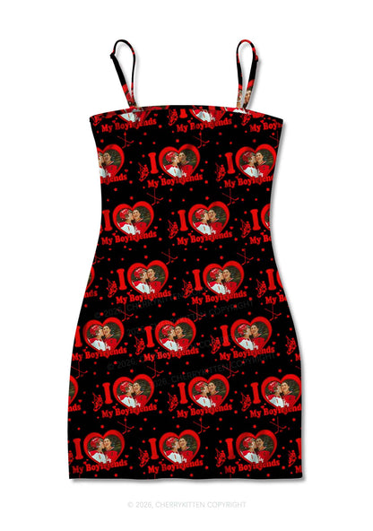 I Love My BF HR Y2K Print Slip Dress Cherrykitten