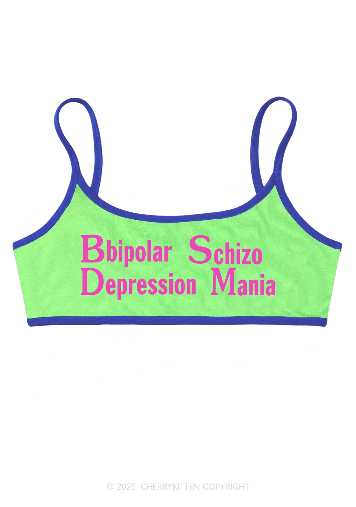 Bipolar Depression Schizo Mania Y2K Super Crop Cami Cherrykitten