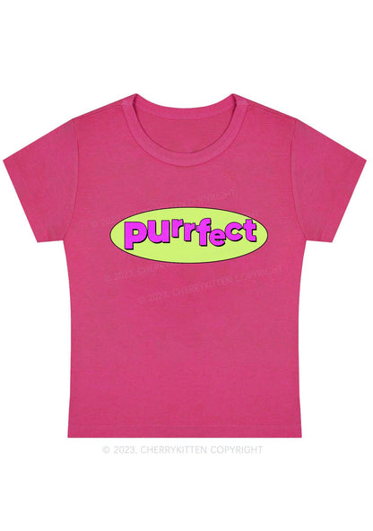 Curvy Fluorescent Purple Purrfect Baby Tee Cherrykitten