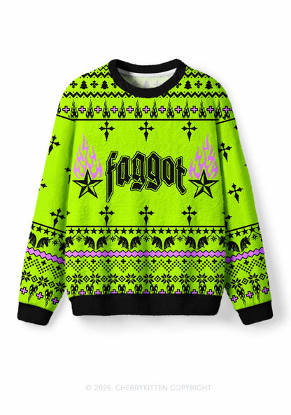 Faggot Pride Y2K Christmas Knit Sweatshirt Cherrykitten
