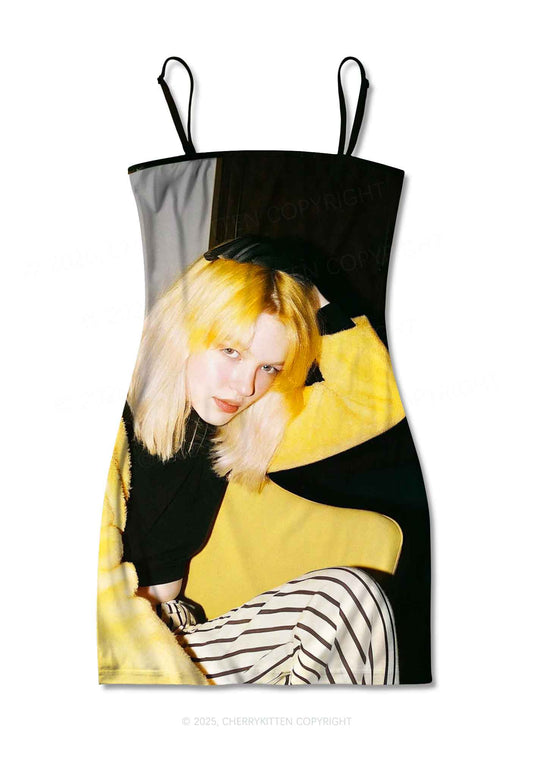 Custom Personalized Photo Y2K Print Slip Dress Cherrykitten