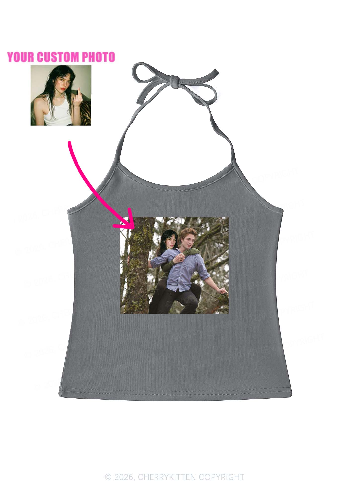 Custom Face Y2K Halter Neck Cami Cherrykitten