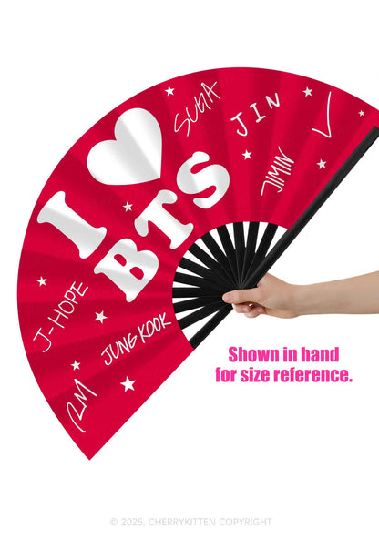 I Love Kpop Y2K Rave Hand Fan Cherrykitten