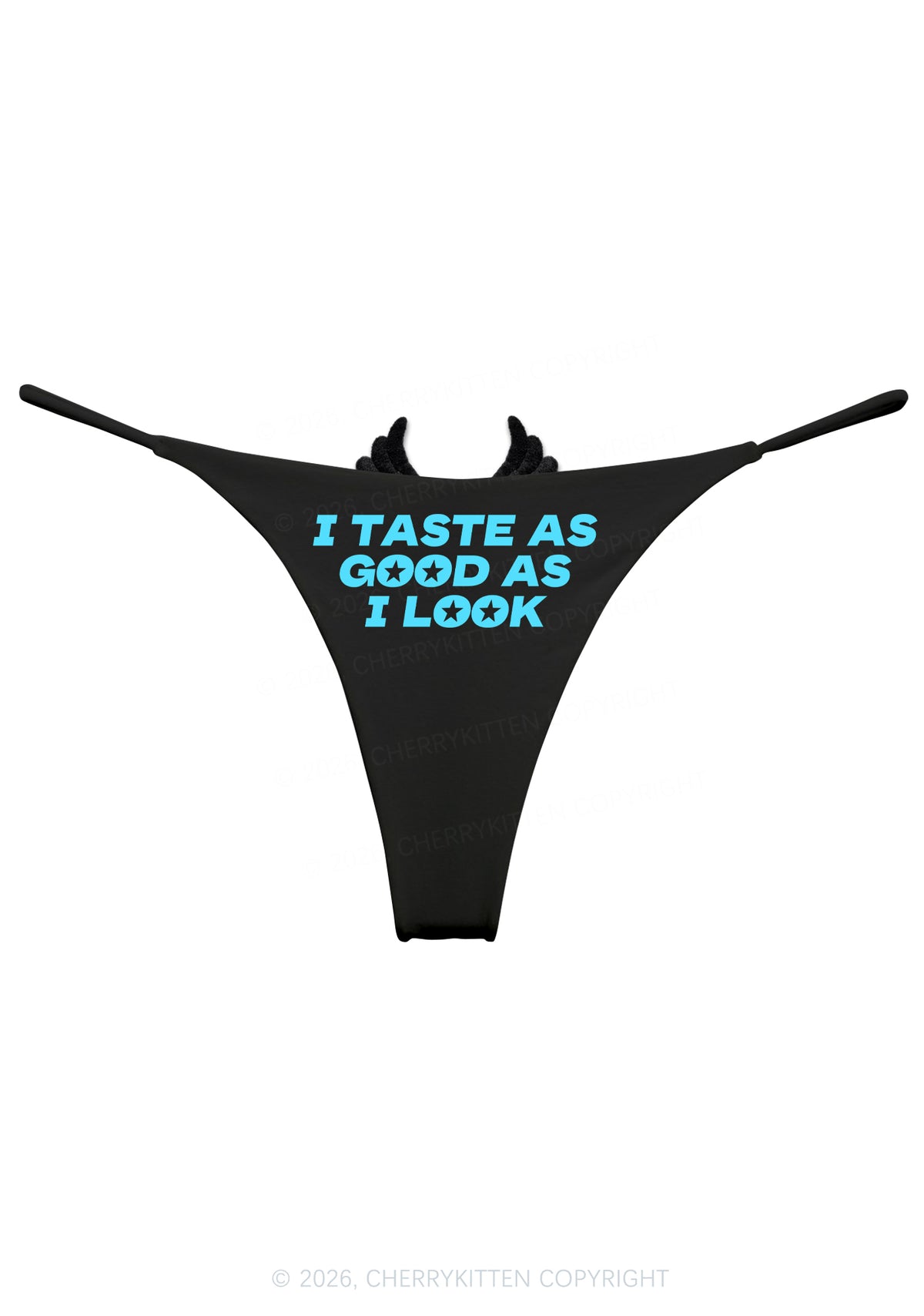I Taste As Good As I Look Y2K Goth Angel Wings Bikini String Thong Cherrykitten