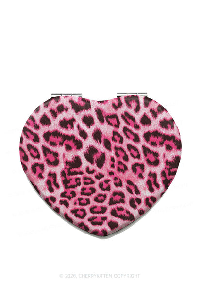 Pink Leopard Y2K Folding Makeup Mirror Cherrykitten