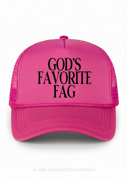 Gods Favorite Fag Pride Y2K Trucker Hat Cherrykitten