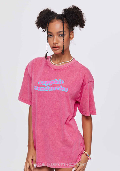 Sapphic Tendencies Y2K Washed Tee Cherrykitten