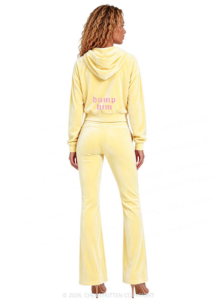 Glitter Dump Him Y2K Velvet Tracksuit Set Cherrykitten