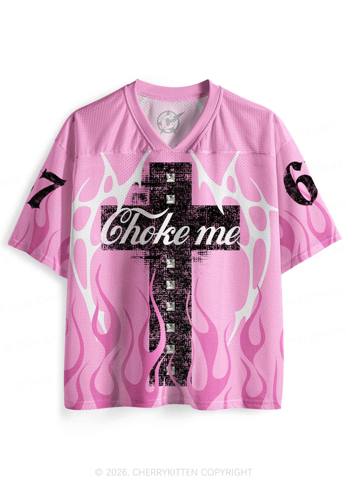 Choke Me Black Cross Y2K Sport Jersey Shirts Cherrykitten