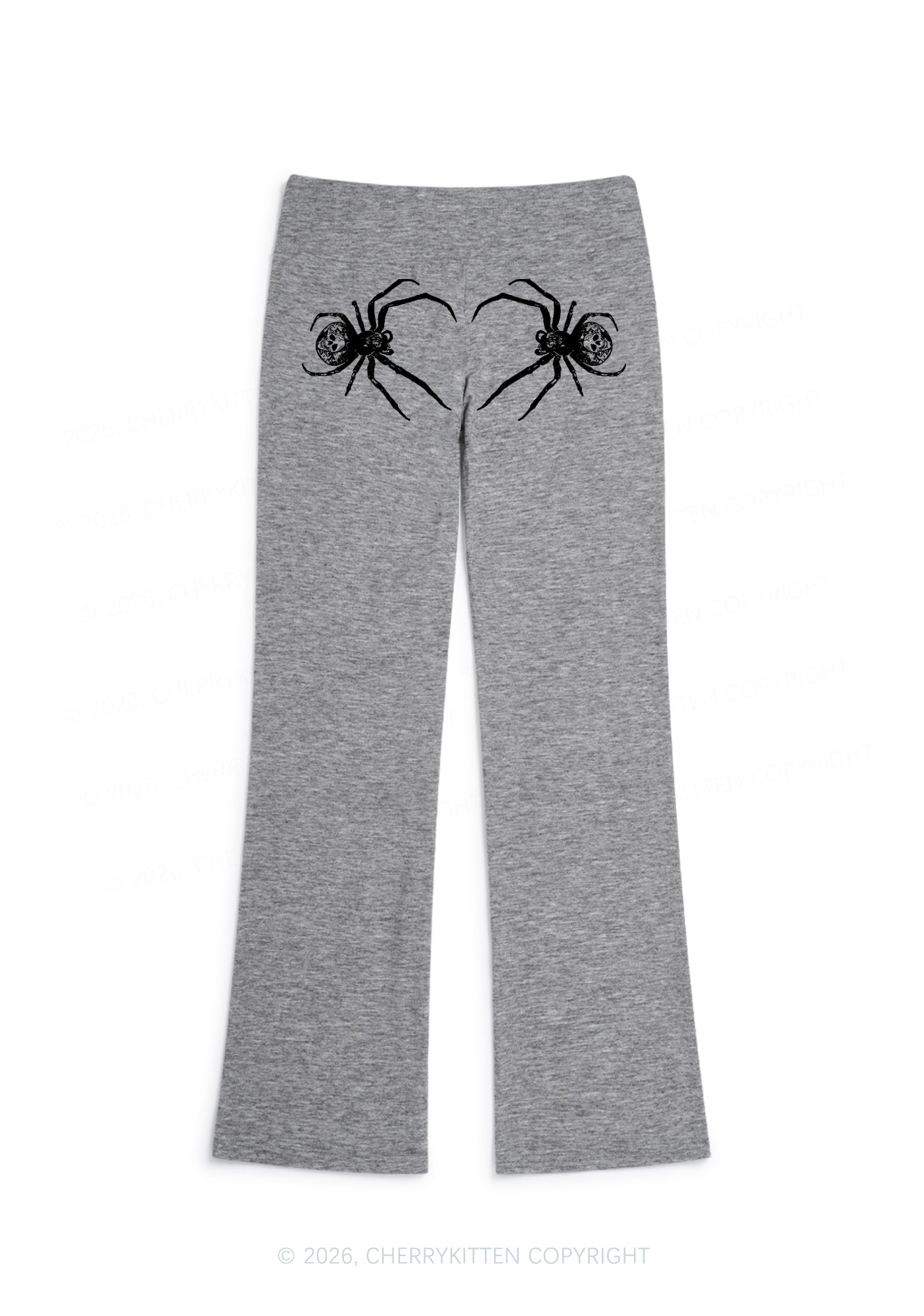 Skull Spider Y2K Low Rise Drawstring Flare Pants Cherrykitten