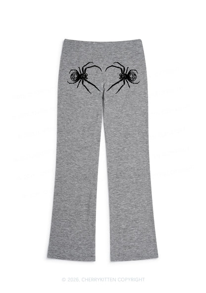 Skull Spider Y2K Low Rise Drawstring Flare Pants Cherrykitten