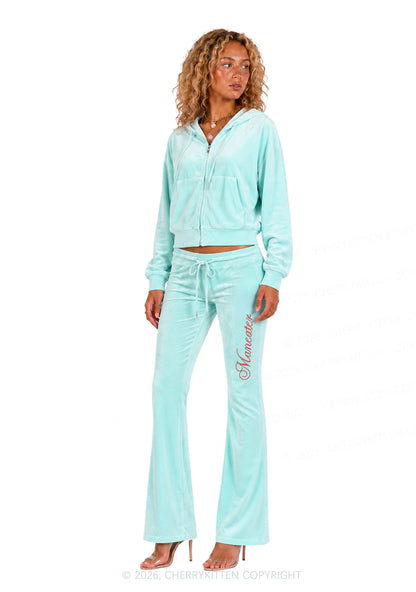 Rhinestone Maneater Y2K Velvet Tracksuit Set Cherrykitten