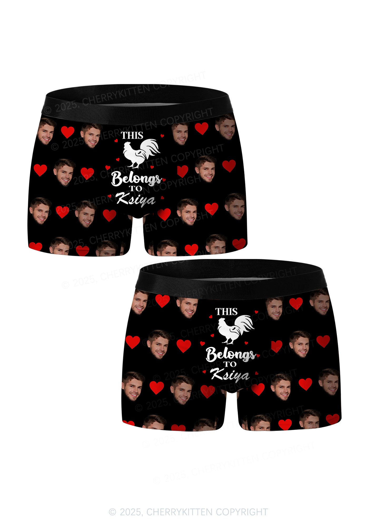 Custom This Rooster Belongs Valentine's Day Y2K Print Couples Boxer Briefs Set Cherrykitten