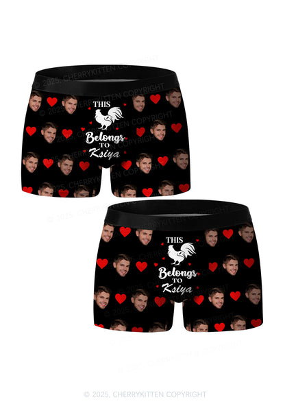 Custom This Rooster Belongs Valentine's Day Y2K Print Couples Boxer Briefs Set Cherrykitten