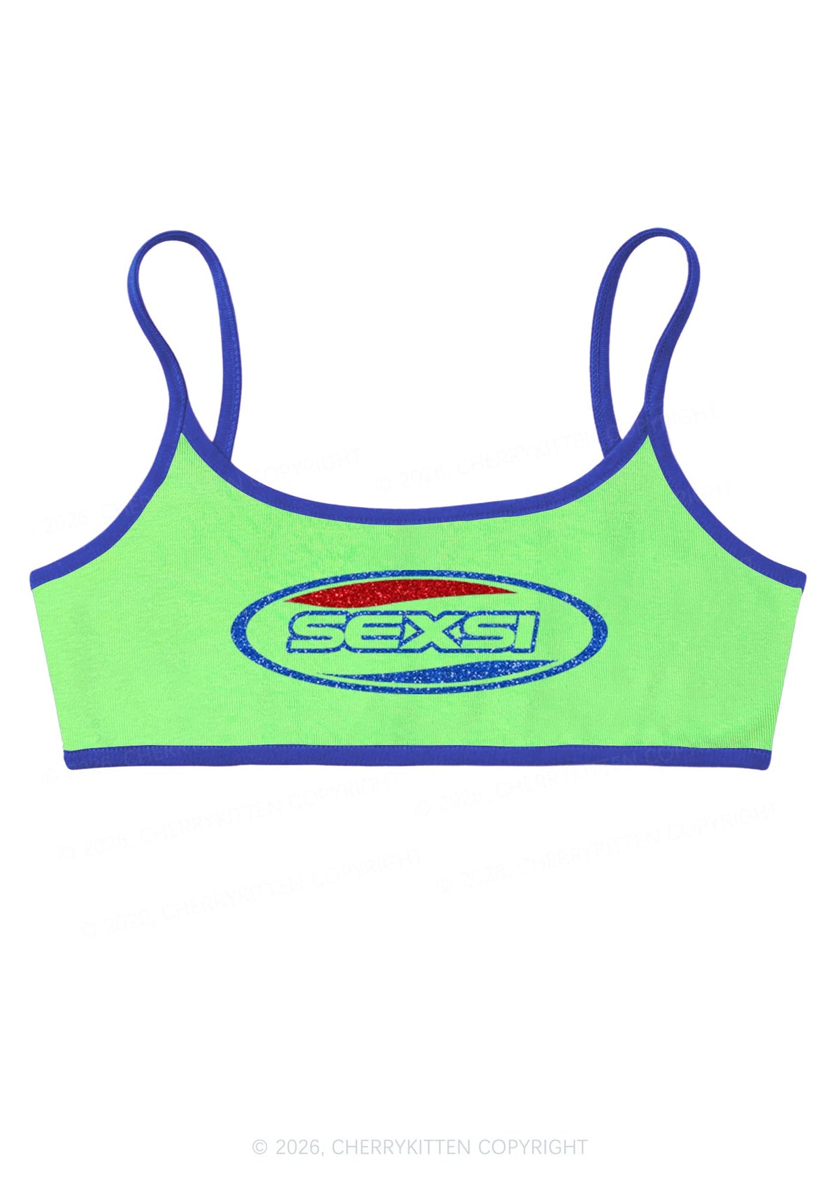 Glitter Sexsi Slogan Y2K Super Crop Cami Cherrykitten