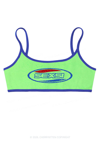 Glitter Sexsi Slogan Y2K Super Crop Cami Cherrykitten